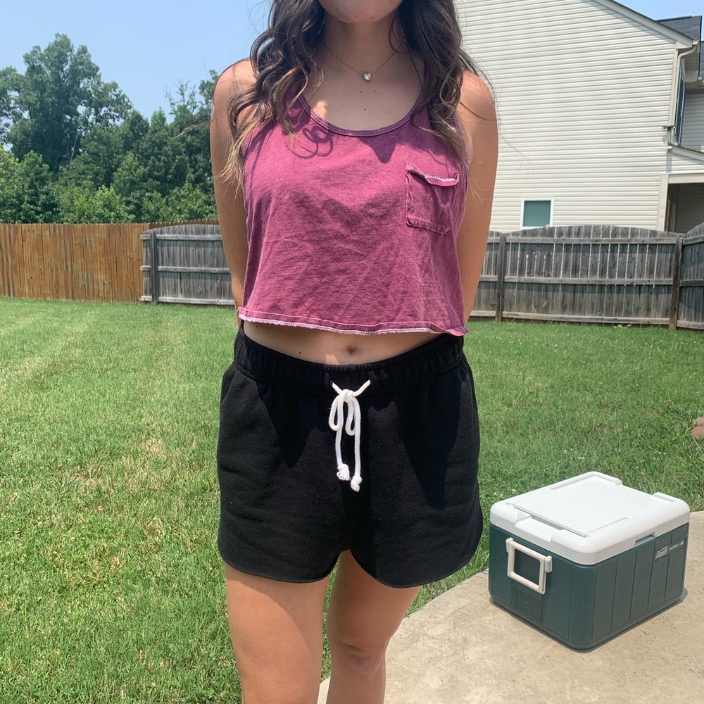 Maroon Crop Top Pocket Tank